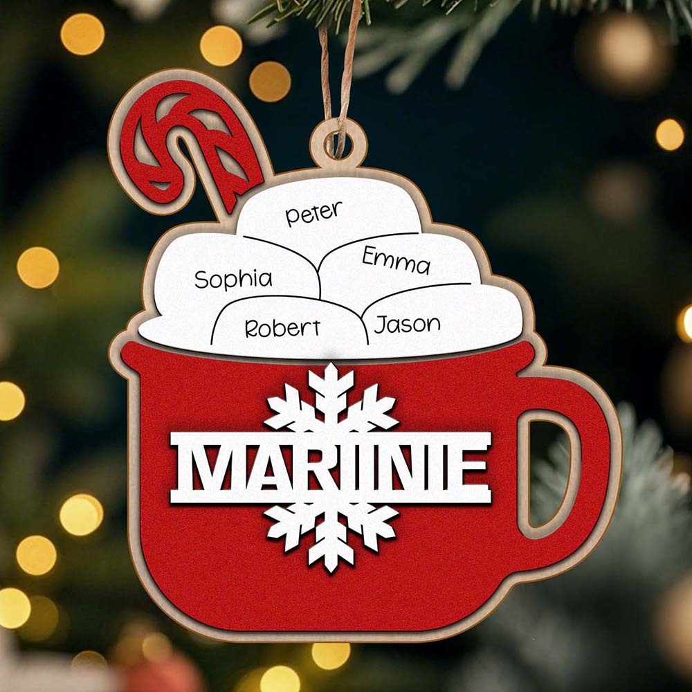 Personalized Family Hot Cocoa Ornament with Name Christmas Ornament for Family Gift -