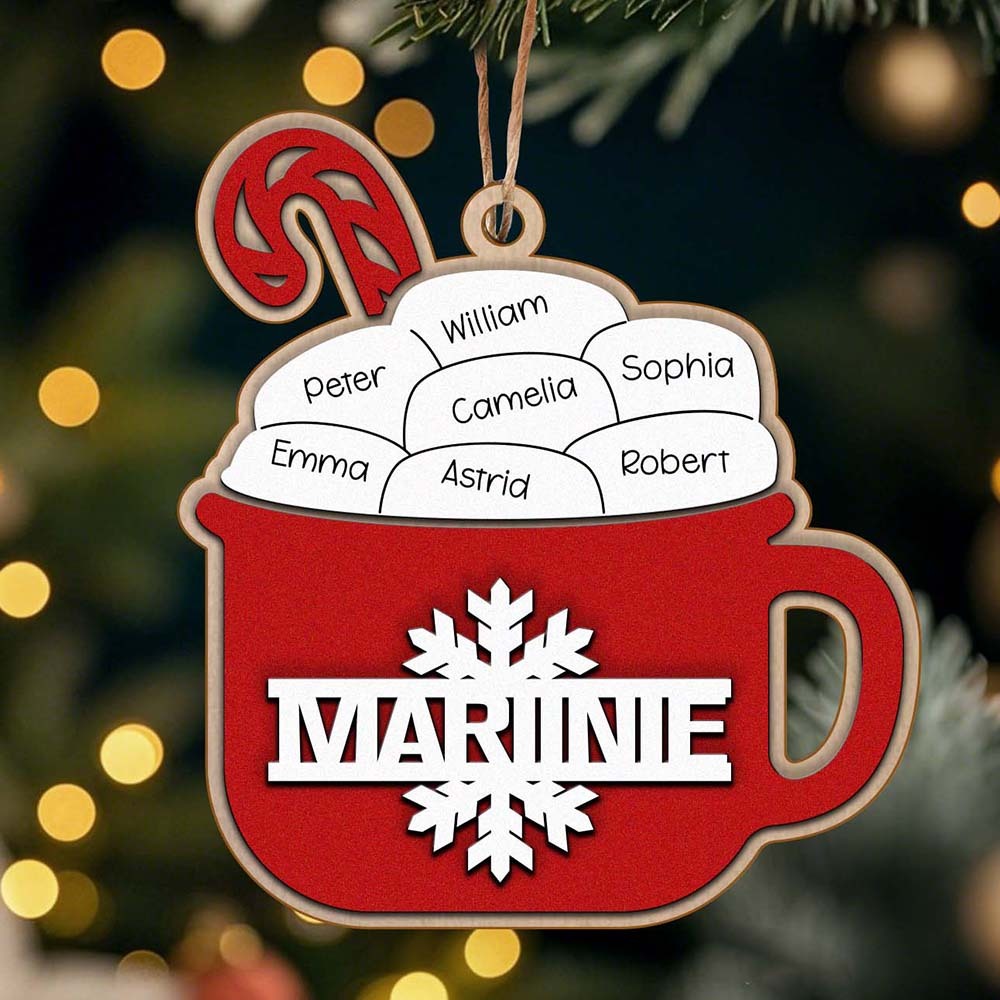 Personalized Family Hot Cocoa Ornament with Name Christmas Ornament for Family Gift -