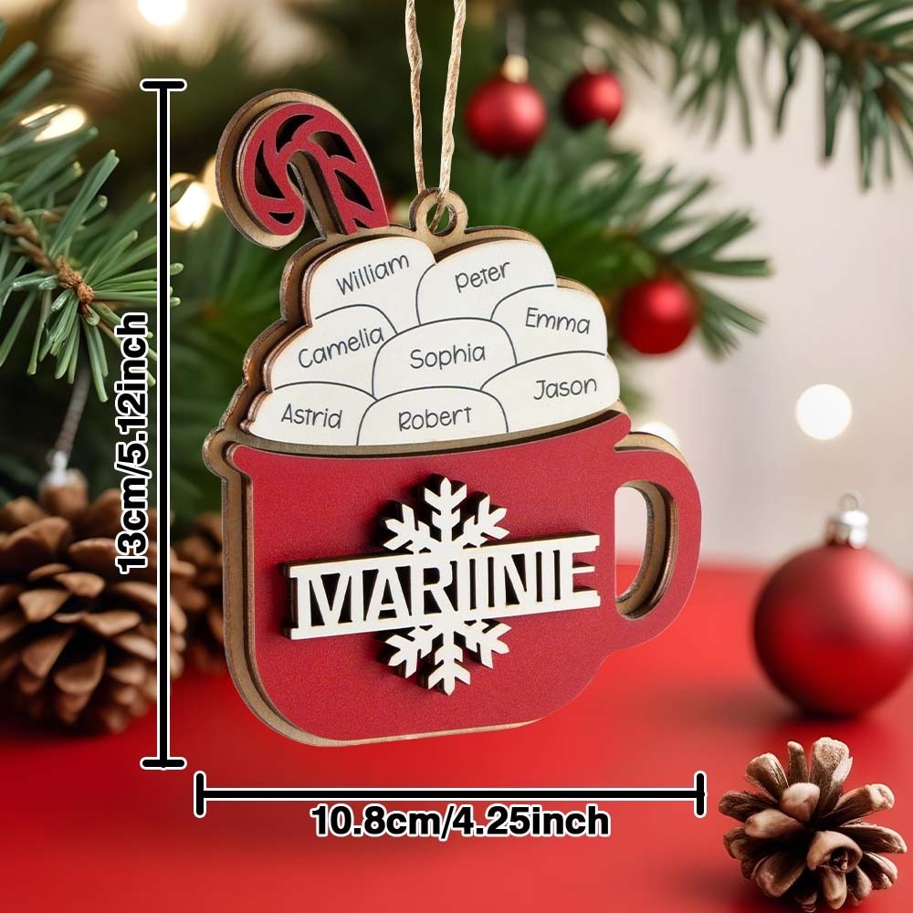 Personalized Family Hot Cocoa Ornament with Name Christmas Ornament for Family Gift -