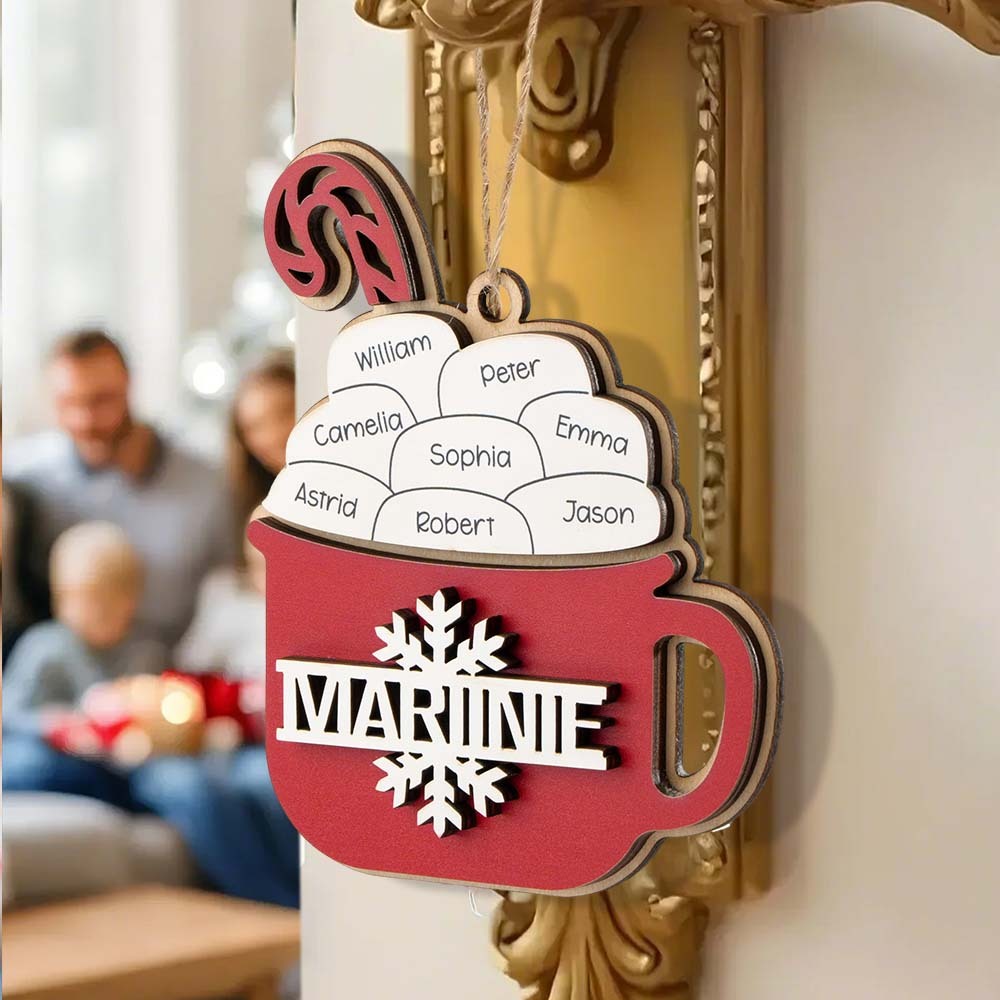 Personalized Family Hot Cocoa Ornament with Name Christmas Ornament for Family Gift -