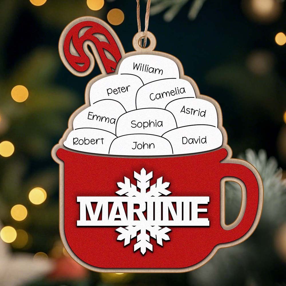 Personalized Family Hot Cocoa Ornament with Name Christmas Ornament for Family Gift -