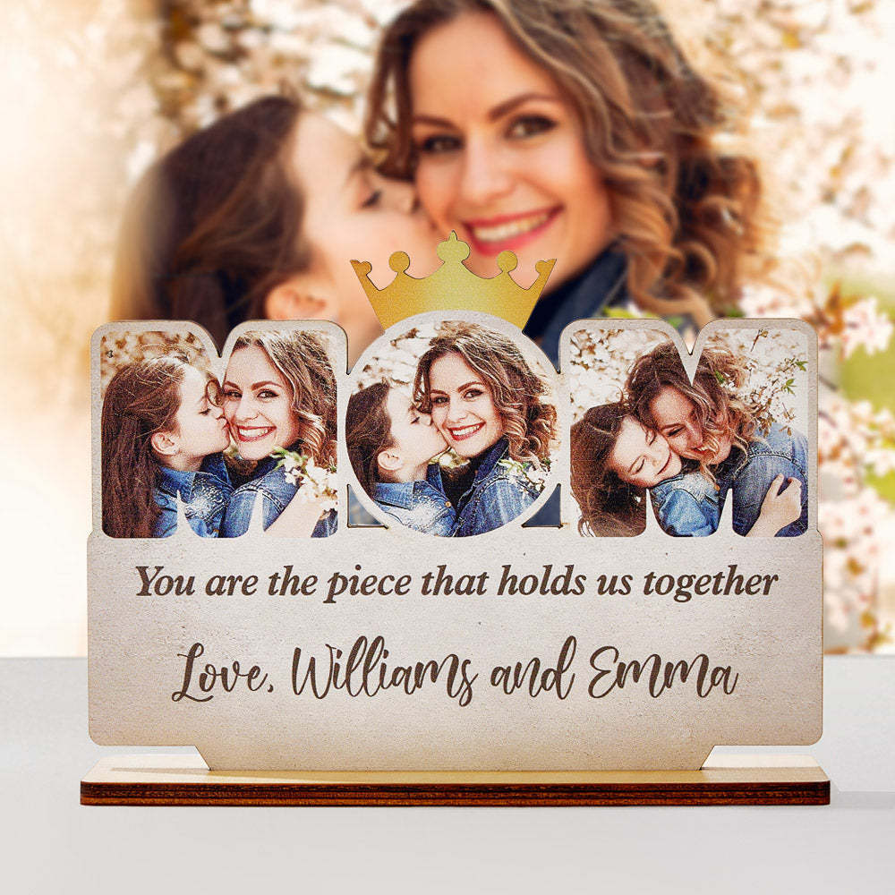Custom Mom Wooden Plaque Personalized Photo Mom Sign for Mother's Day Gifts -