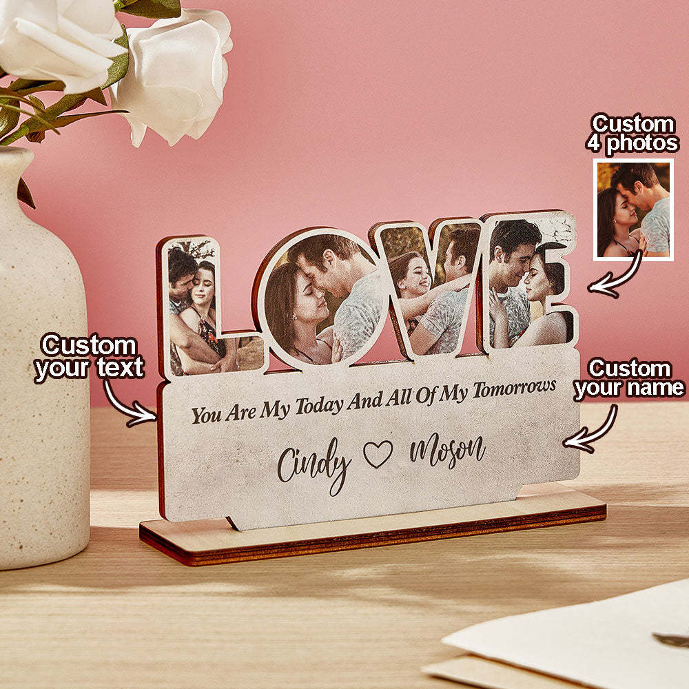 Custom Love Wooden Plaque Personalized Photo Love Sign Home Decoration Gifts for Couples -