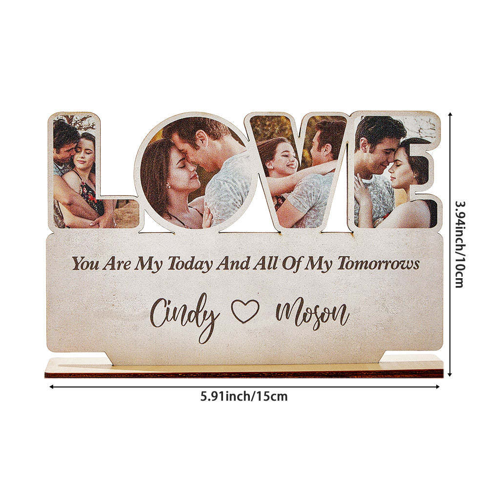 Custom Love Wooden Plaque Personalized Photo Love Sign Home Decoration Gifts for Couples -