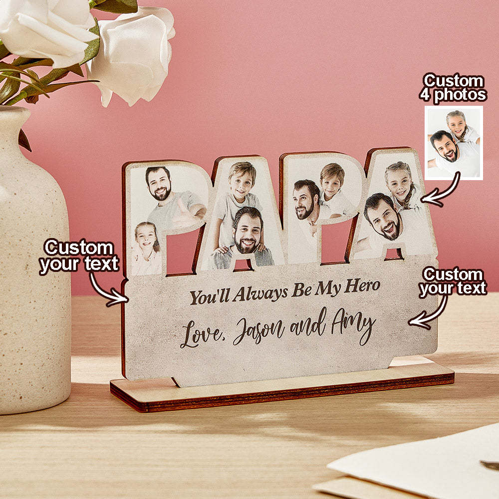 Personalized Papa Wooden Plaque Custom Photo Father's Day Plaque Gift for Papa -