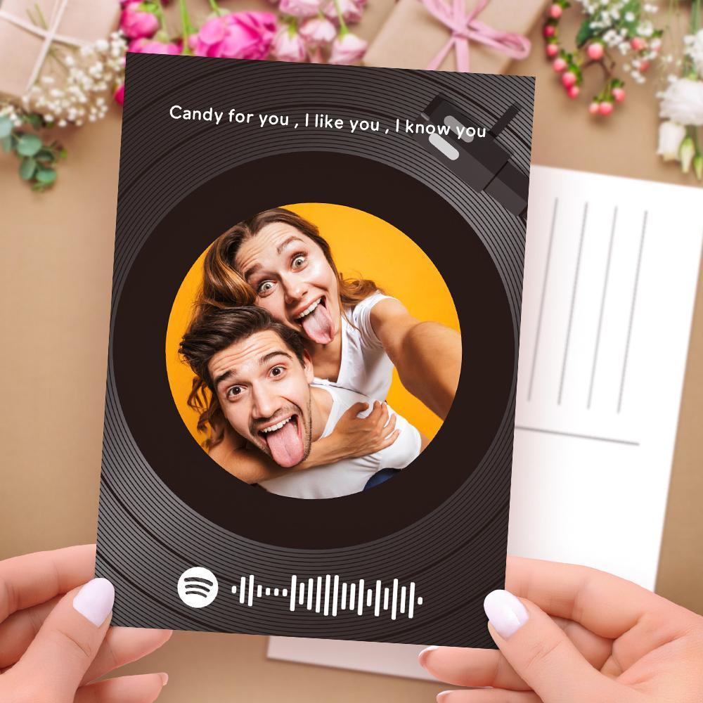 Custom Spotify Code Music Greeting Card Vinyl Record Style Custom Text Card for Friend
