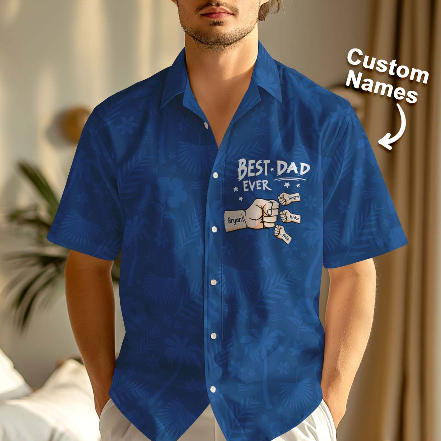Custom Fists Hawaiian Aloha Shirt Gift Custom Button-down Shirt Gift For Dad -