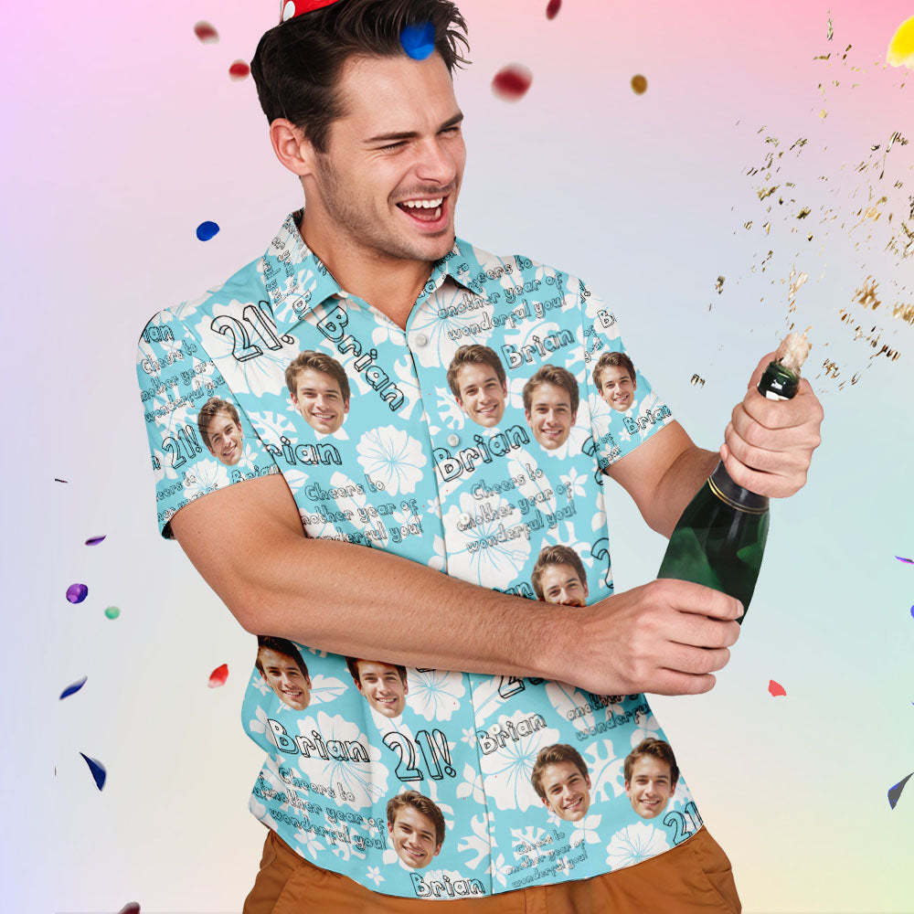 21th Birthday Custom Button-down Shirts Brithday Hawaiian Shirts Gifts For Him -