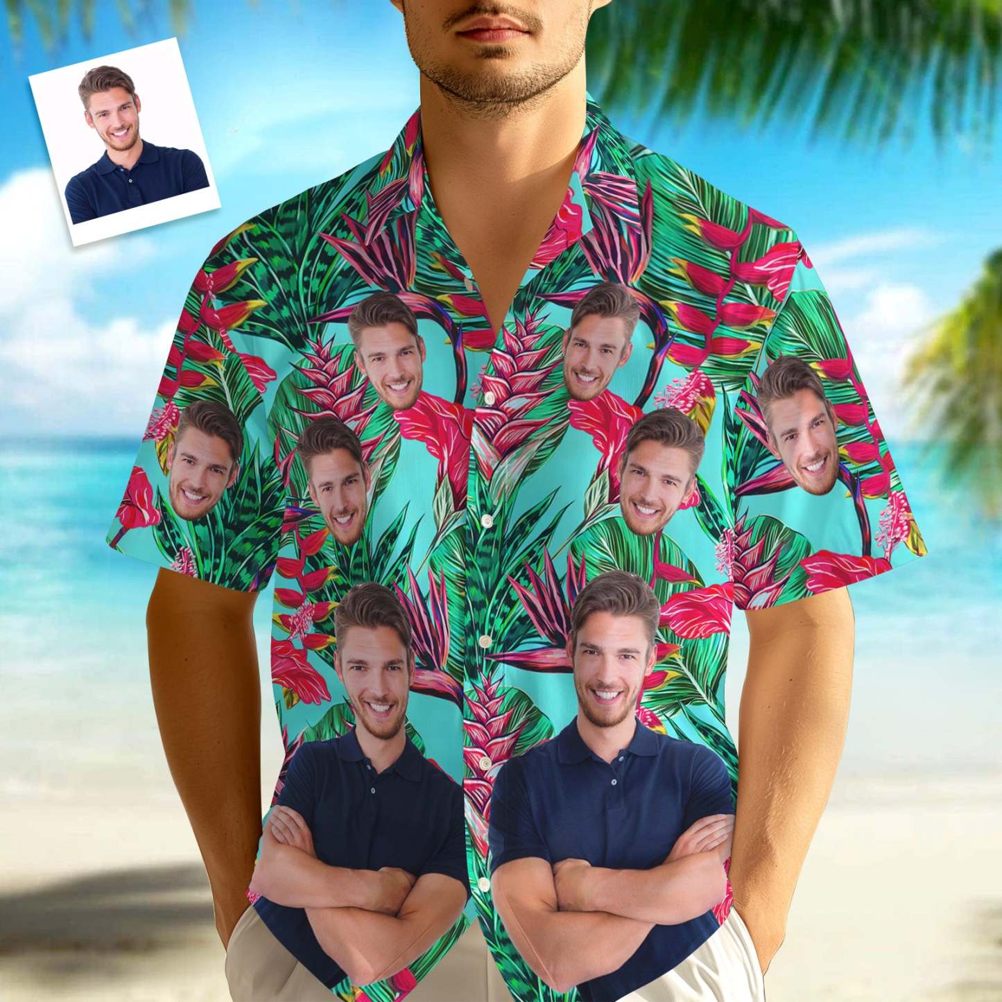 Custom Hawaiian Aloha Shirt For Men Custom Button-down Shirts With Hawaiian Flowers -