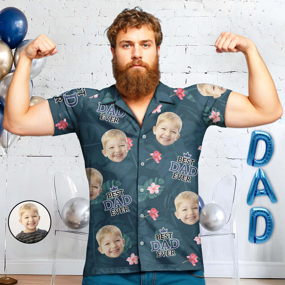 Custom Dad/Grandpa Hawaiian Shirts Custom Button-Up Shirts With Face 1-3 Photos Father's Day Gifts -