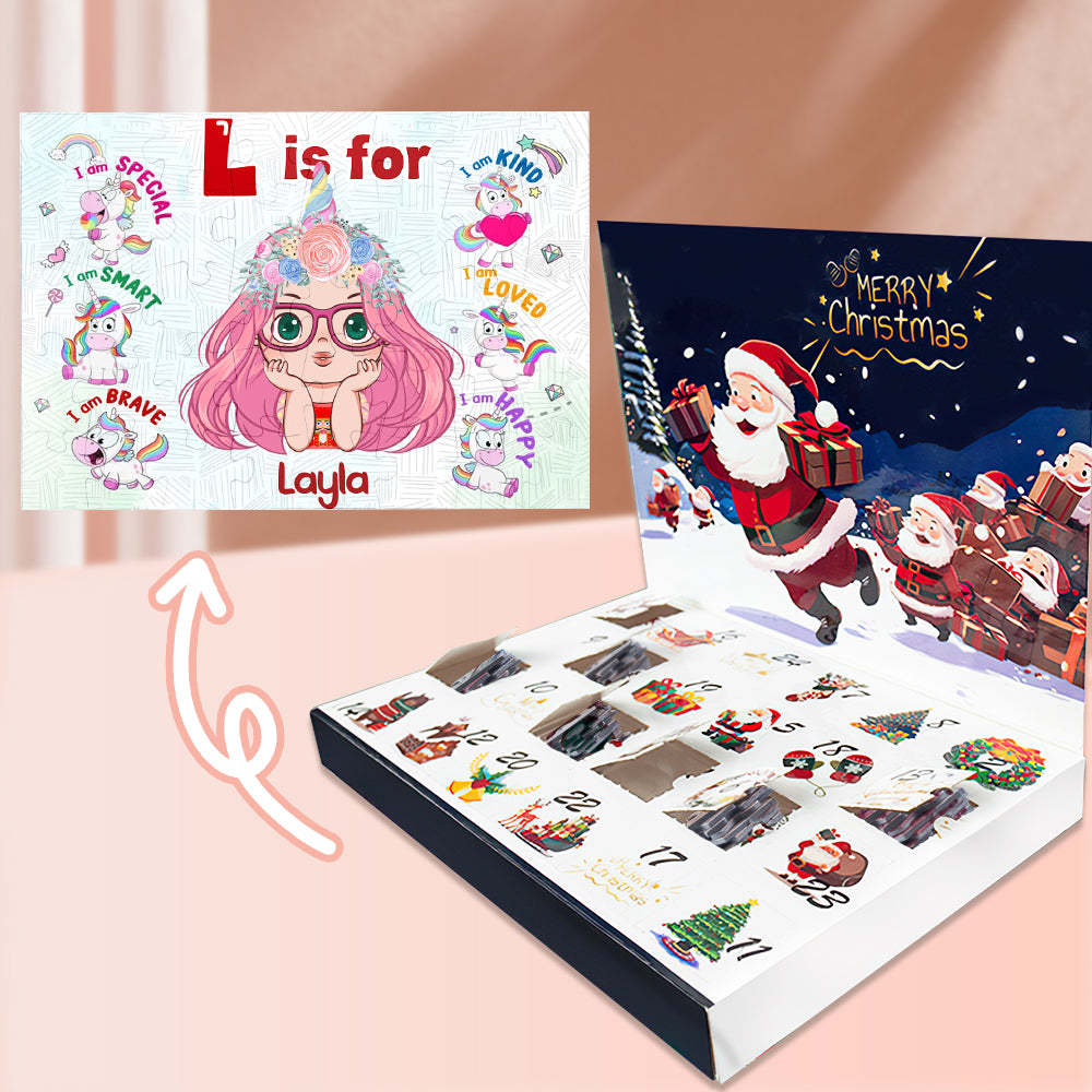 Custom Advent Calendar Christmas Jigsaw Puzzle Christmas Countdown Puzzle Toy Gift for Kids -