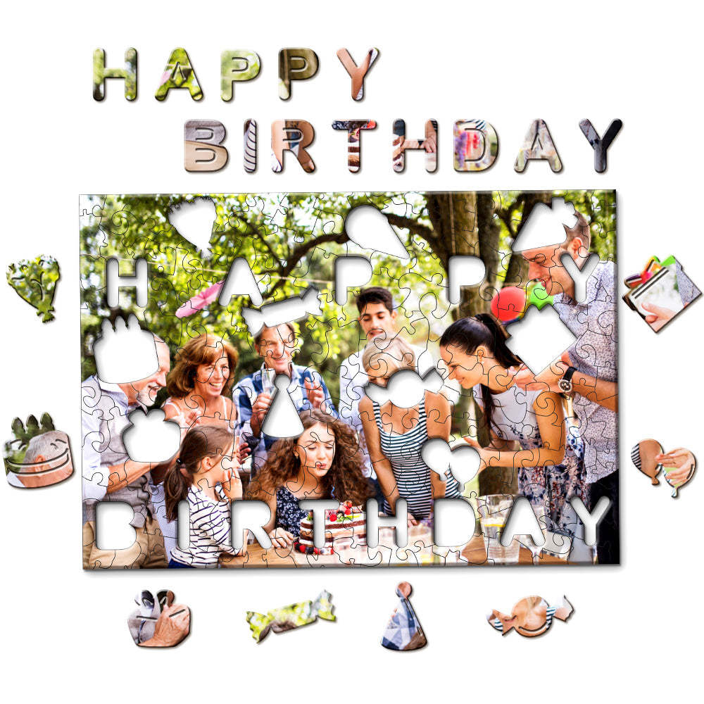 Custom Photo Jigsaw Puzzle Personalised Happy Birthday Wood Puzzle for Birthday Gift -
