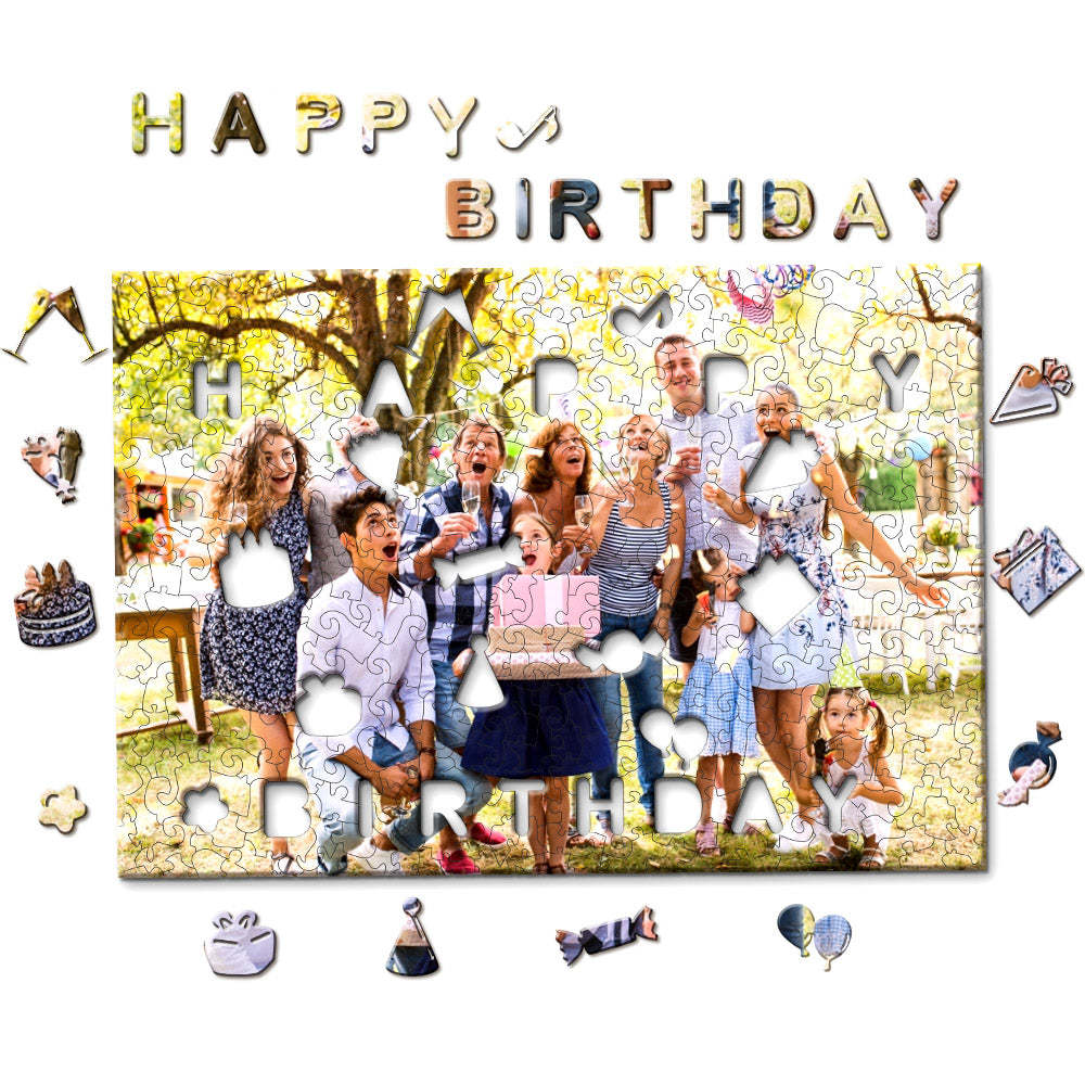 Custom Photo Jigsaw Puzzle Personalised Happy Birthday Wood Puzzle for Birthday Gift -