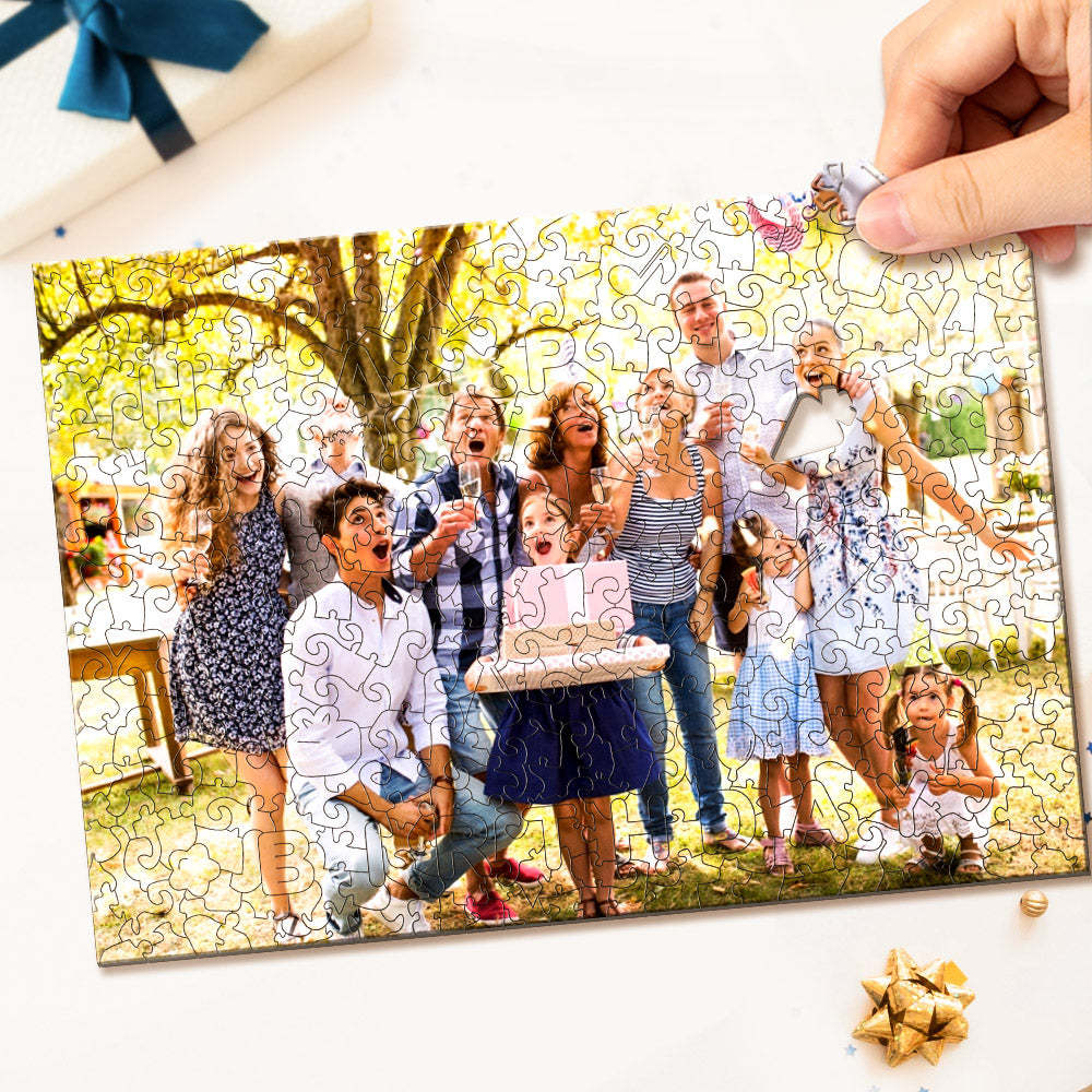 Custom Photo Jigsaw Puzzle Personalised Happy Birthday Wood Puzzle for Birthday Gift -