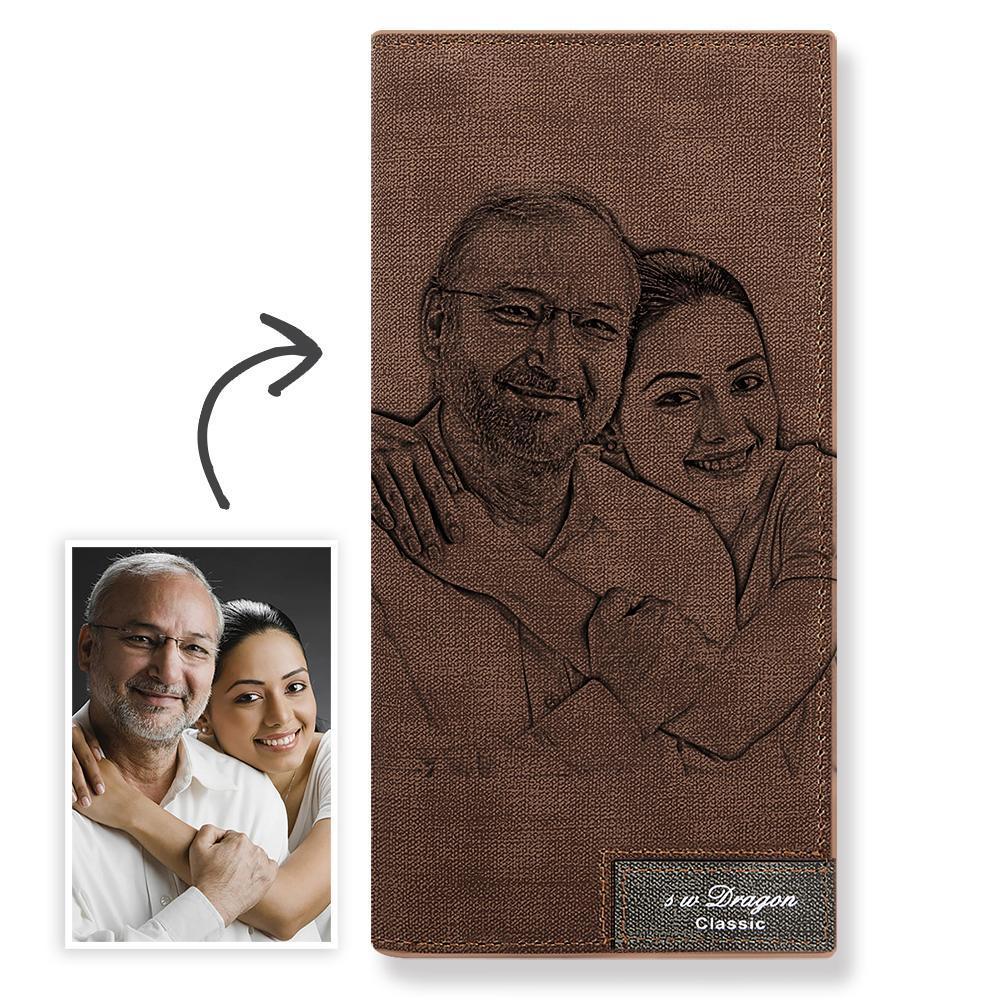 Long Custom Photo Wallet Brown Father's Day Gift