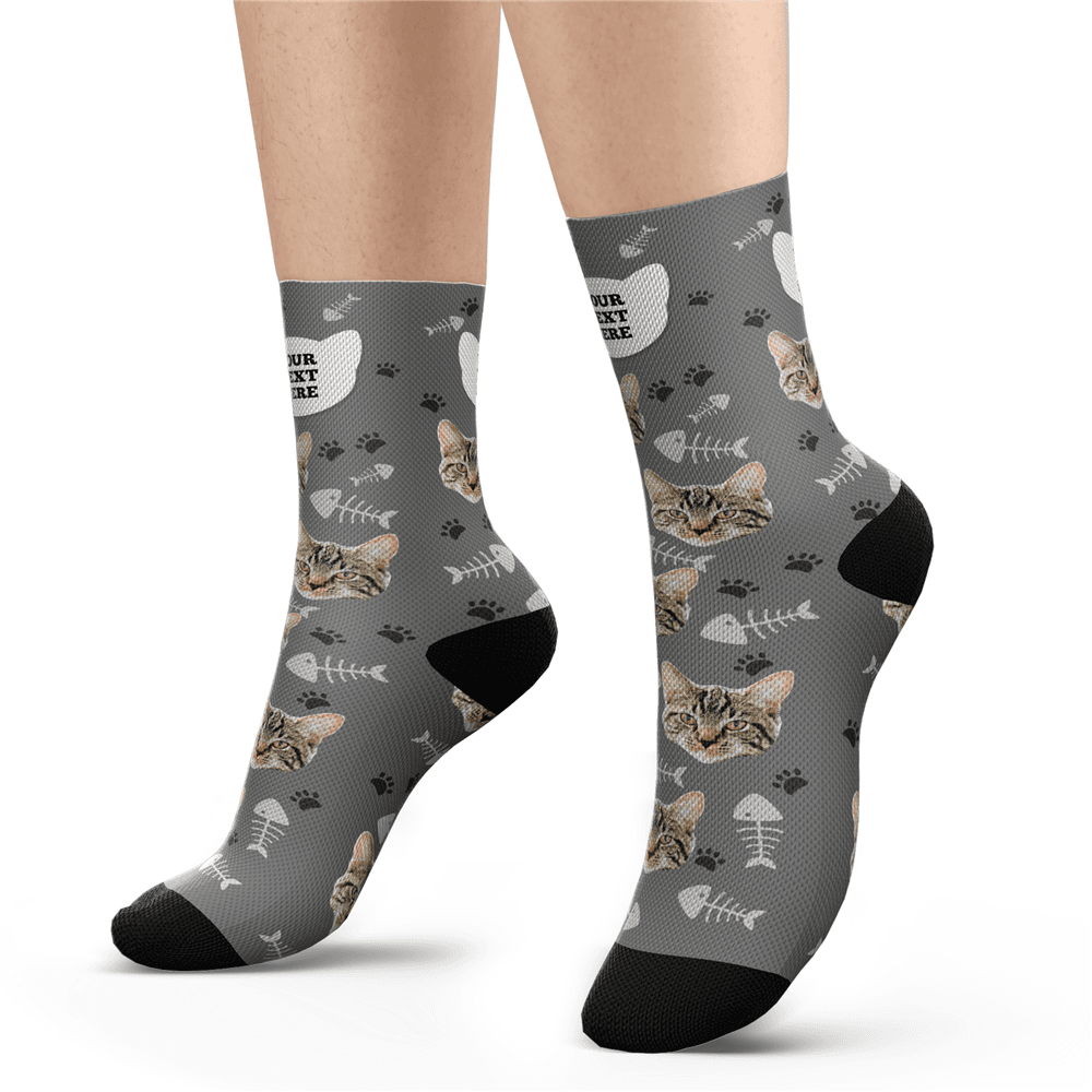 Custom Cat Socks With Your Text - PhotoPuzzleAU