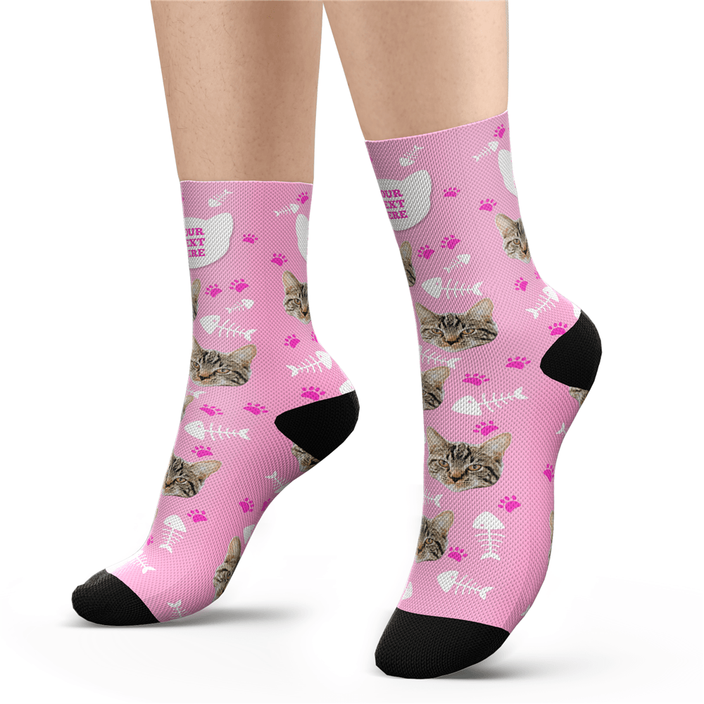 Custom Cat Socks With Your Text - PhotoPuzzleAU