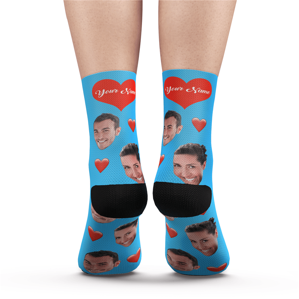 Custom Heart Socks With Your Text- PhotoPuzzleAU