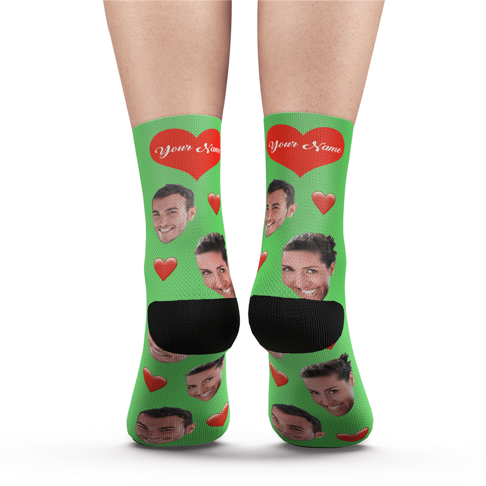 Custom Heart Socks With Your Text- PhotoPuzzleAU