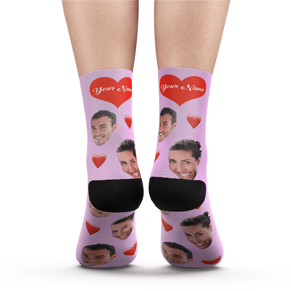 Custom Heart Socks With Your Text- PhotoPuzzleAU