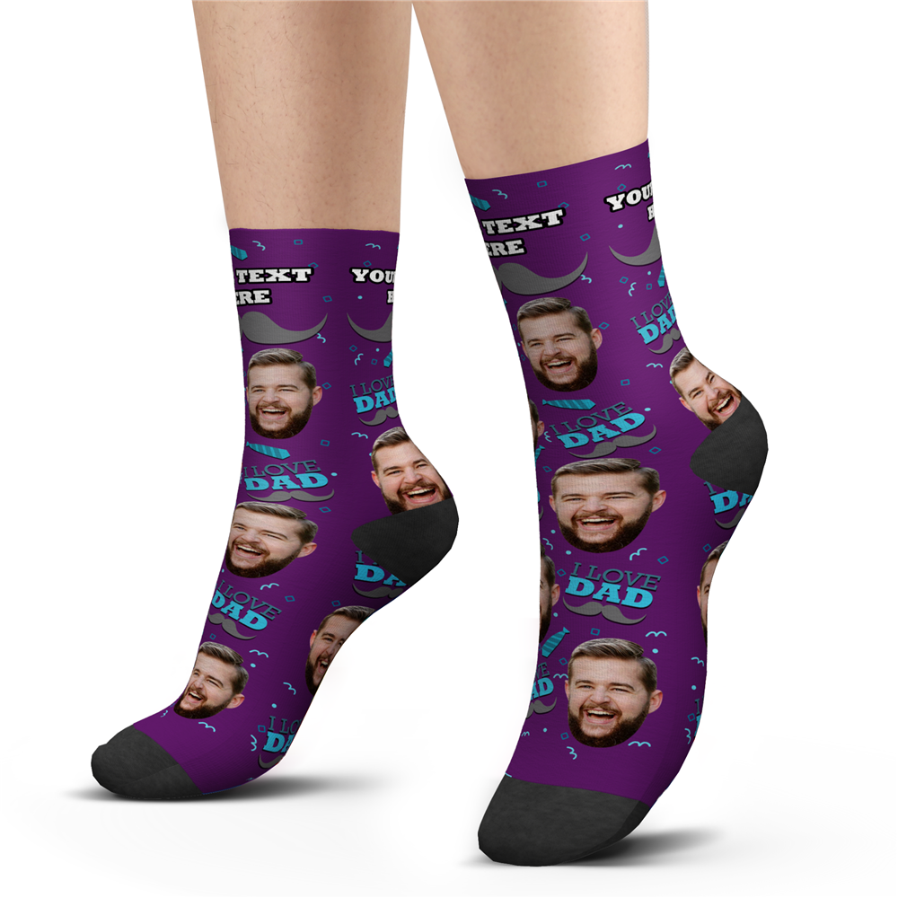 Custom I Love Dad Socks With Your Text - PhotoPuzzleAU