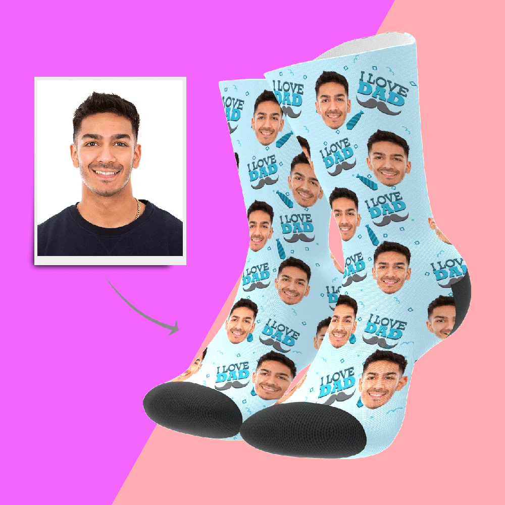 Custom I Love Dad Socks With Your Text - PhotoPuzzleAU