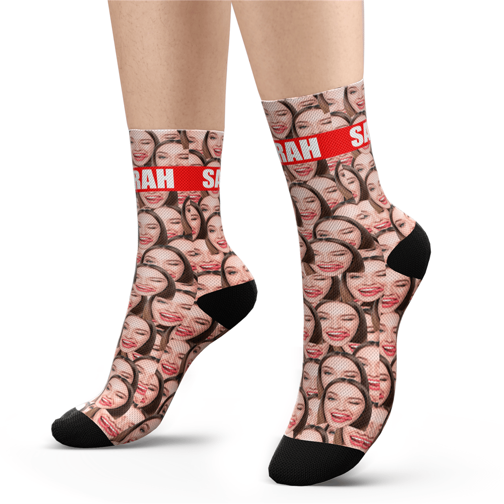 Custom Face Mash Socks With Your Text - PhotoPuzzleAU