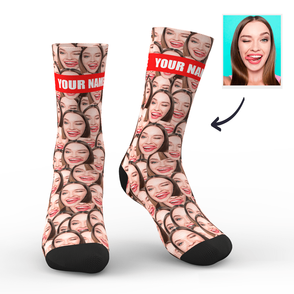Custom Face Mash Socks With Your Text - PhotoPuzzleAU