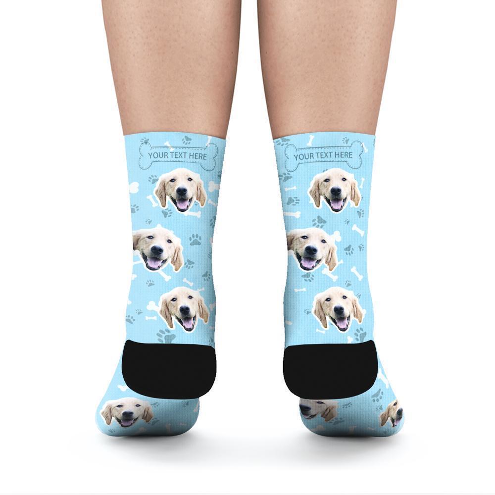 Custom Rainbow Socks Dog With Your Text - Blue - PhotoPuzzleAU