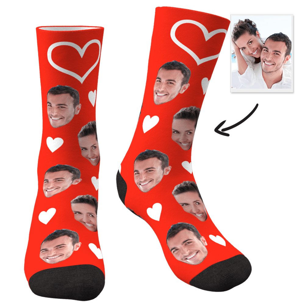 Custom Heart Socks With Your Text- PhotoPuzzleAU