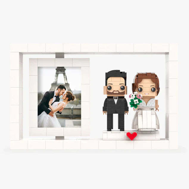 Full Body Customizable 2 People Custom Brick Figures Photo Frame Universal Interlocking Plastic Toy Home Decor Brick Me Figures Gift For Wedding Bride - 