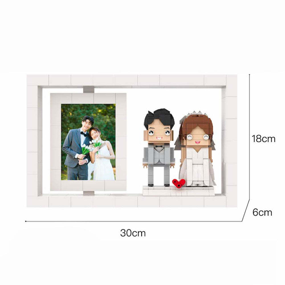 Full Body Customizable 2 People Custom Brick Figures Photo Frame Universal Interlocking Plastic Toy Home Decor Brick Me Figures Gift For Wedding Bride - 