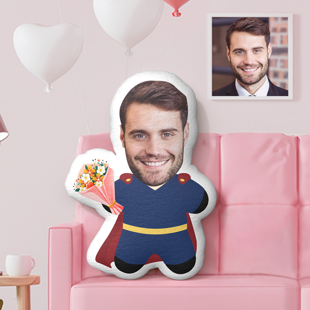 Custom Minime Photo Throw Pillow Personalized Face Pillow Flowers to Superman Pillow Gifts Valentine's Day Gifts -