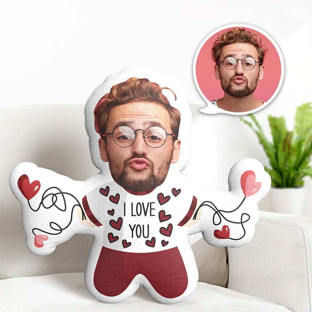 Custom Minime Photo Throw Pillow Personalized Face Pillow Heart Shaped Balloon Pillow Gifts Valentine's Day Gifts -
