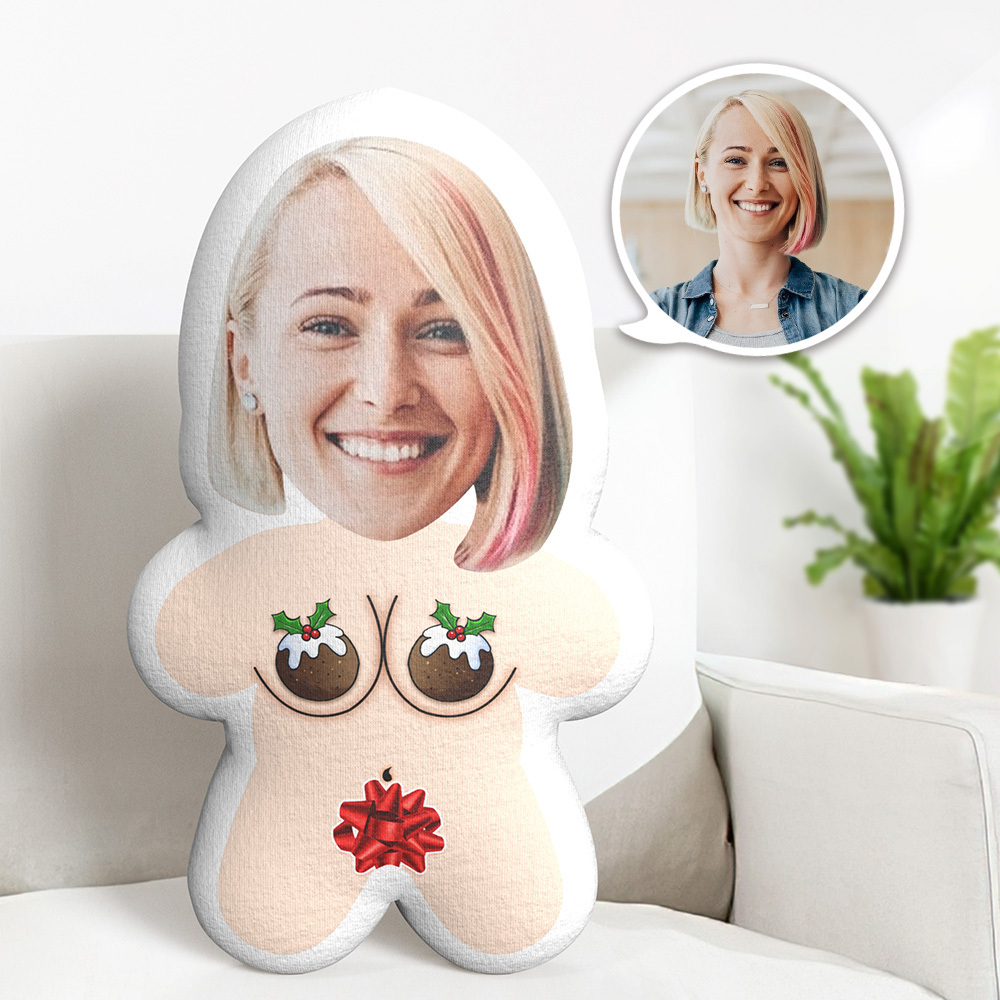 Custom Face Body Pillow Christmas Pudding Naturist Face Pillow Personalized Minime Pillow -