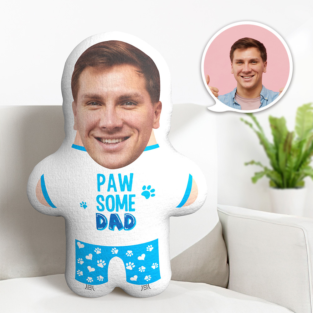 Custom Minime Pillow Pawsome Dad Dog Toy Face Pillow for Father's Day Novelty Gift - 