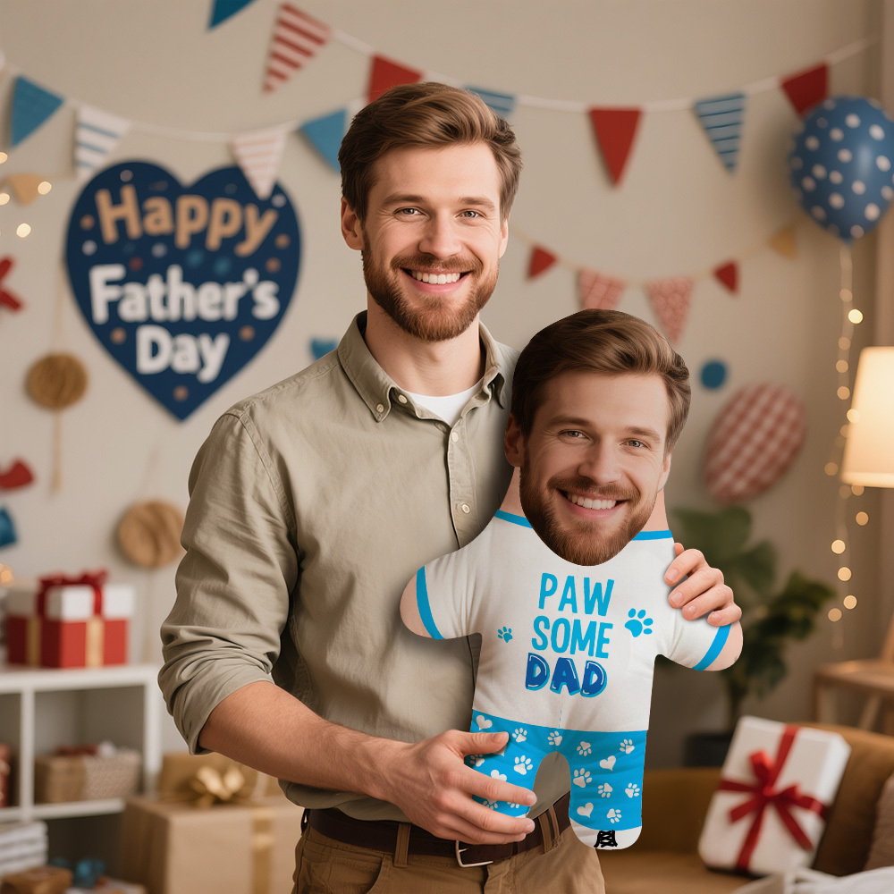 Custom Minime Pillow Pawsome Dad Dog Toy Face Pillow for Father's Day Novelty Gift - 