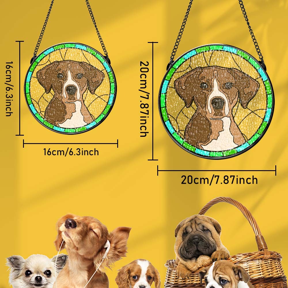 Personalized Pet Portrait Stained Glass Suncatcher Memorial Gift for Pet Lovers -
