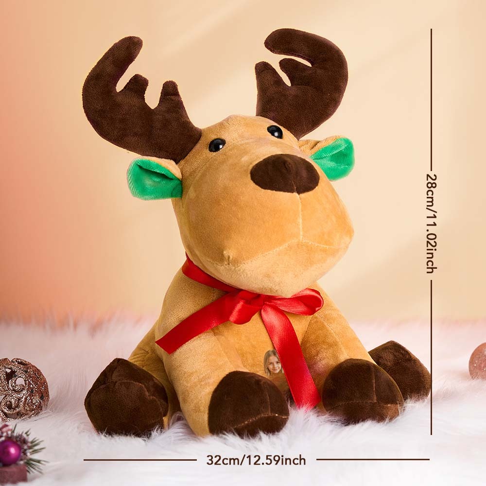 Personalized Moose Plush Stuffed Toy with Custom Text and Face Gift for Kids - 