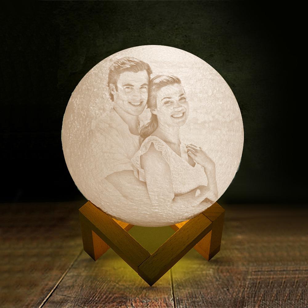 Custom Engraved 3D Printing Photo Moon Lamp | Touch to Convert 2 Colors - 