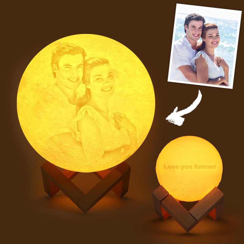 Custom Engraved 3D Printing Photo Moon Lamp | Touch to Convert 2 Colors - 