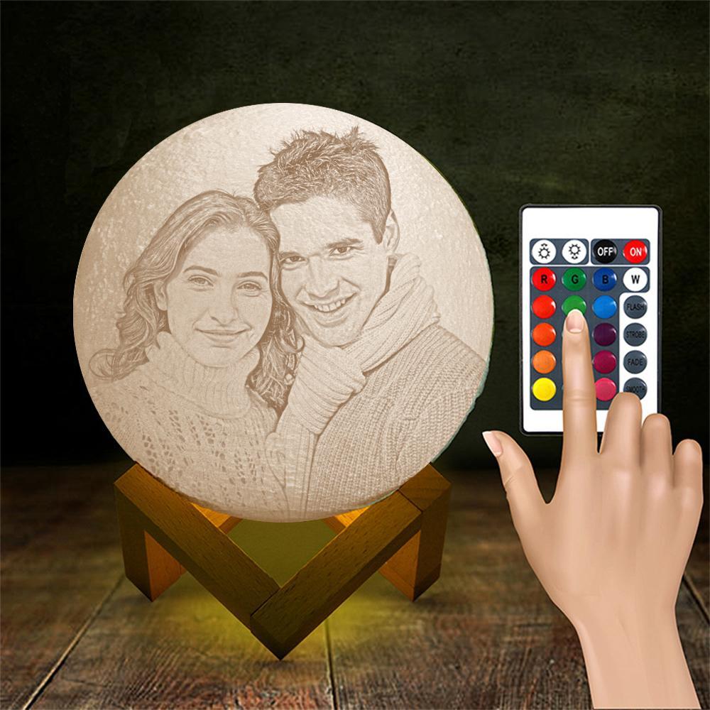 Custom Engraved 3D Printing Photo Moon Lamp - 