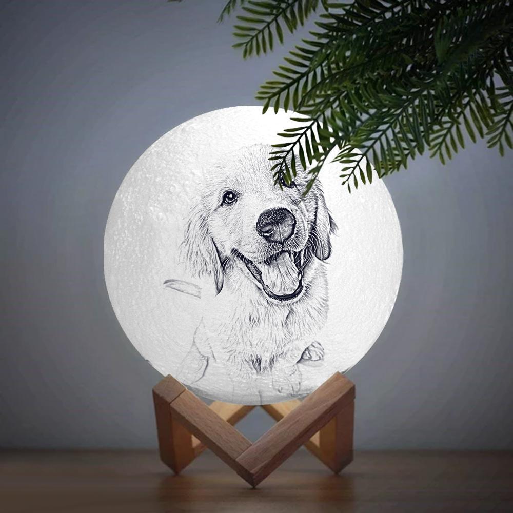 Custom Engraved 3D Printing Photo Moon Lamp 2 Colors Light Lovely Pet - 