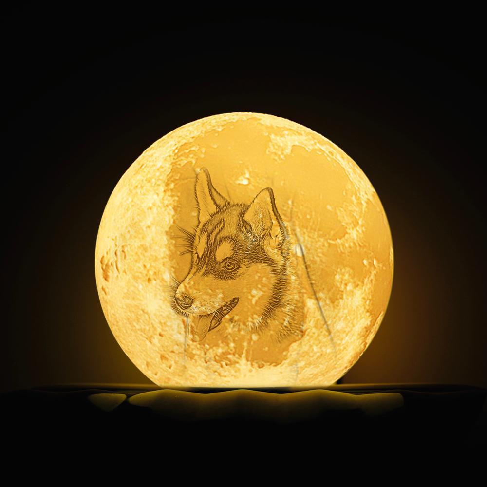 Custom Engraved 3D Printing Photo Moon Lamp Cute Pet - 