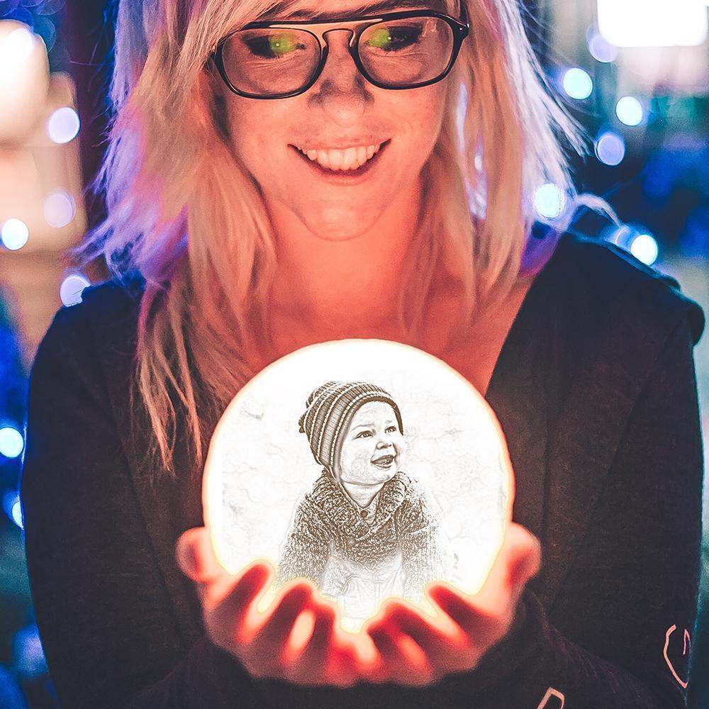 Personalised Engraved 3D Photo Moon Lamp Kid's Gift - 