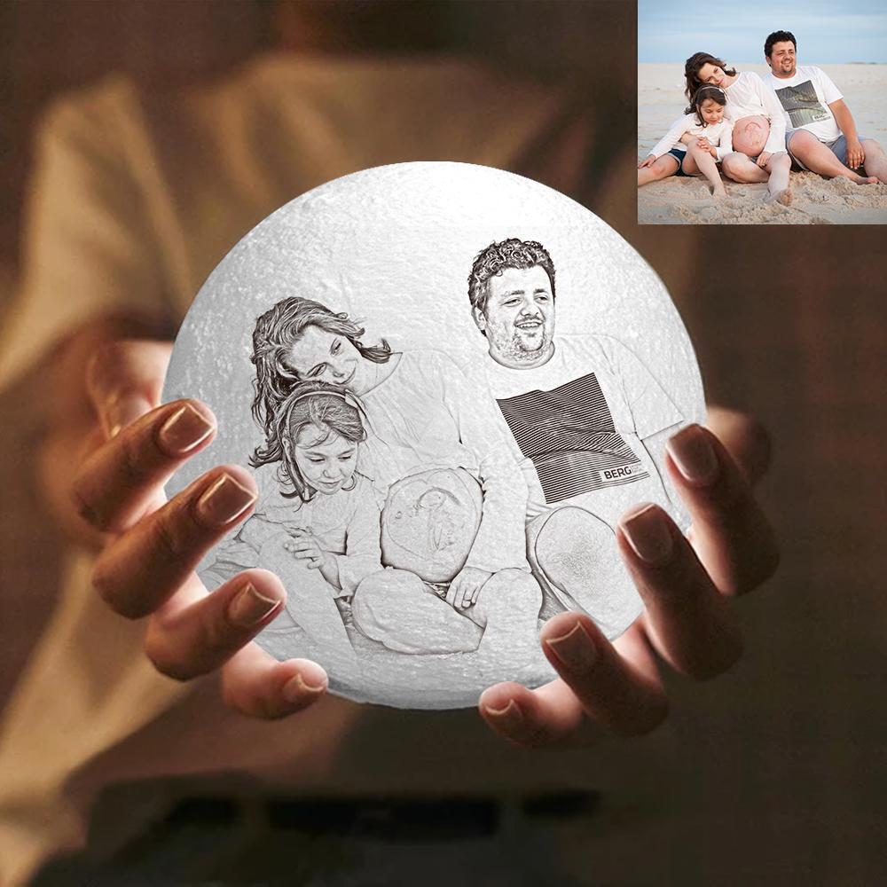 Personalised Engraved 3D Photo Moon Lamp Home Decoration - 
