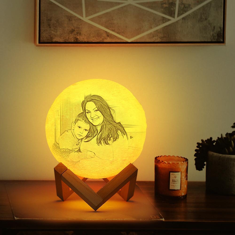 Mother Gifts Personalised Engraved 3D Photo Moon Lamp - 