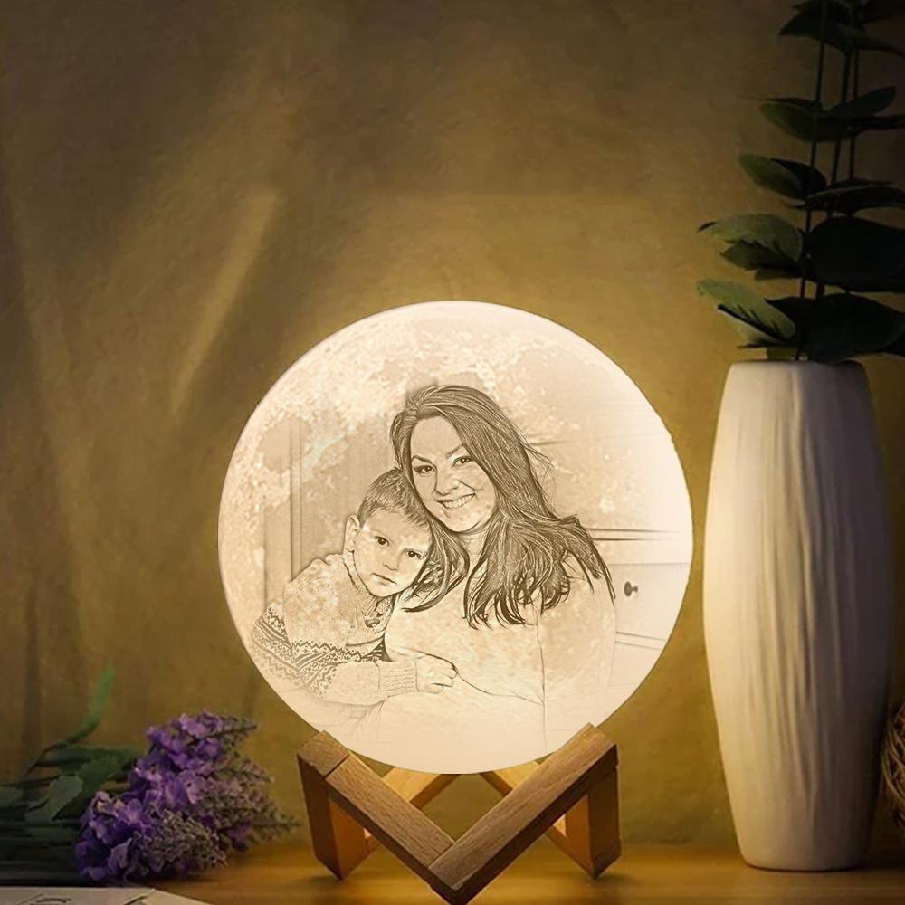 Mother Gifts Personalised Engraved 3D Photo Moon Lamp - 