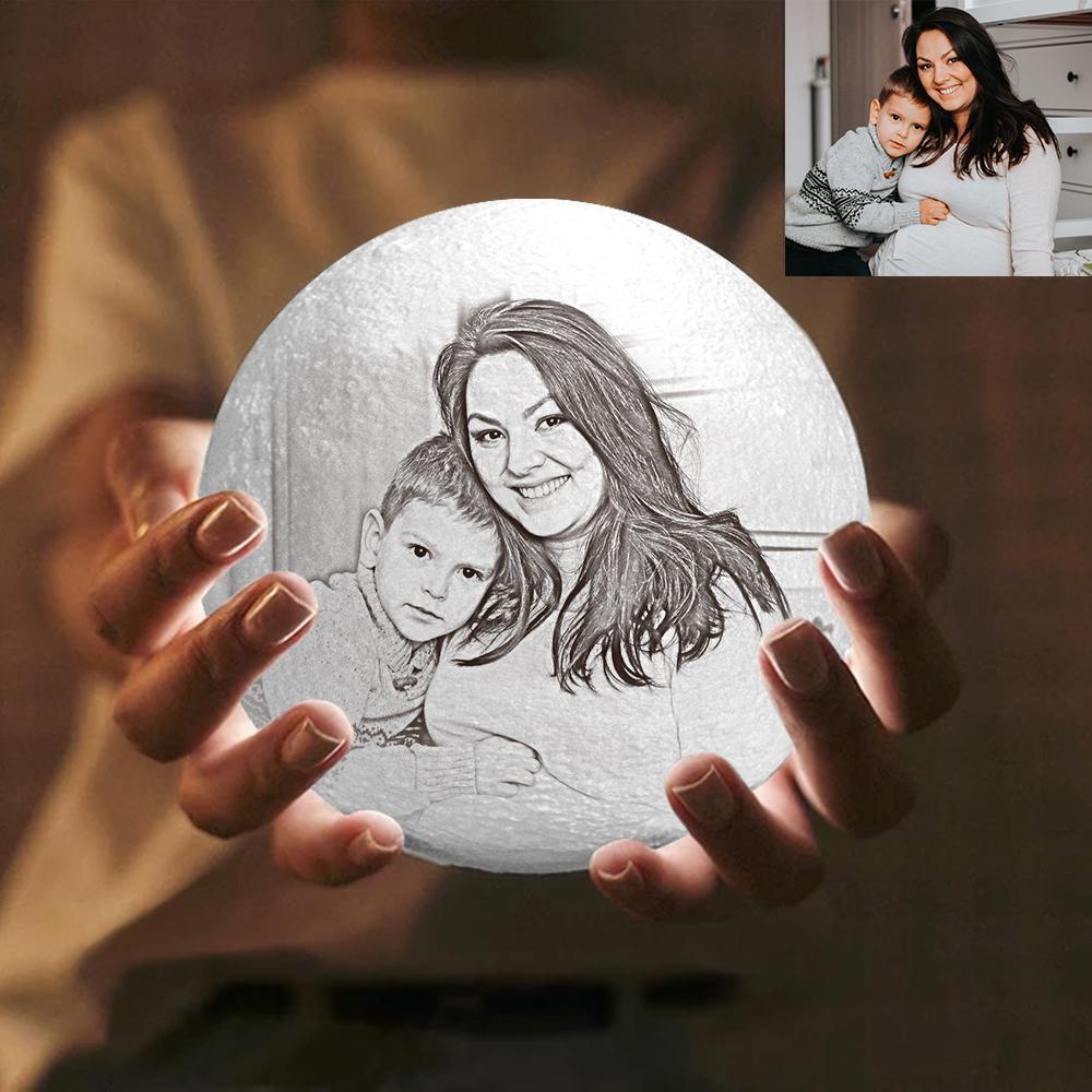 Mother Gifts Personalised Engraved 3D Photo Moon Lamp - 