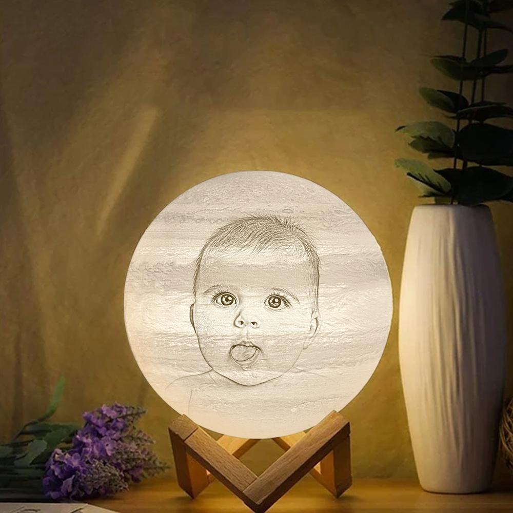 Custom Engraved 3D Printing Photo Jupiter Lamp | Touch to Convert 3 Colors - 